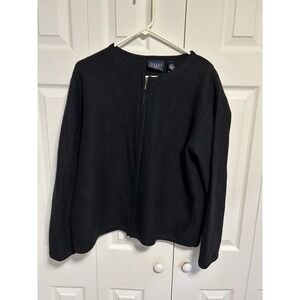 Crazy Horse Liz Claiborne Women's Zip Up Wool Cardigan Sweater Black Size XL